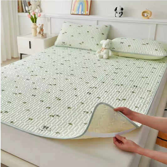 Printed Ice Silk Summer Bed Mat with Latex Filling