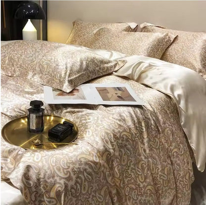 Mulberry Silk Blend Satin Bedding Set Queen