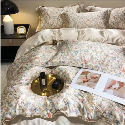 Mulberry Silk Blend Satin Bedding Set Queen