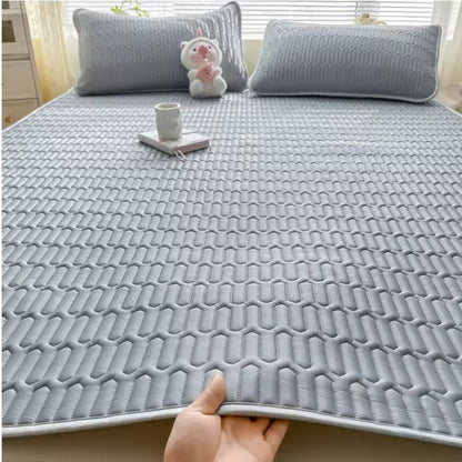 Printed Ice Silk Summer Bed Mat with Latex Filling