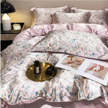 Mulberry Silk Blend Satin Bedding Set Queen